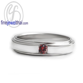 Finejewelthai-แหวนโกเมน-โกเมน-แหวนพลอย-แหวนเงินแท้-พลอยประจำเดือนเกิด-Garnet-Silver-Ring-Birthstone-R1418gm