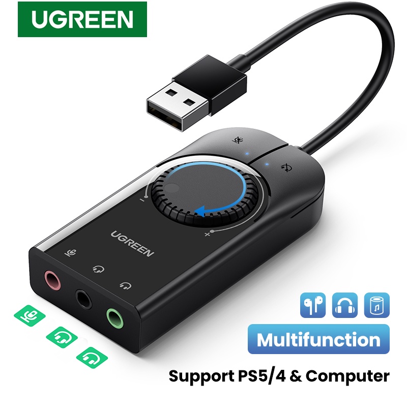 ภาพหน้าปกสินค้าUGREEN ซาวน์การ์ด USB แจ็ค 3.5 มิลลิเมตร สำหรับหูฟัง 15cm cable