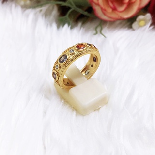 ภาพขนาดย่อของสินค้าแหวนทอง แหวนนพเก้า แหวนทองมณีนพเก้า เคลือบทองคุณภาพสูง ทำจากทองเหลือง เรียบหรู ใส่ได้ทุกโอกาส