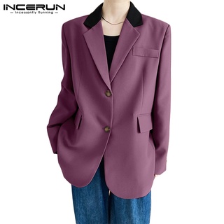 ภาพหน้าปกสินค้าINCERUN Men Fashion Contrast Color Long Sleeve Lapel Collar Slim Fit Blazer ที่เกี่ยวข้อง