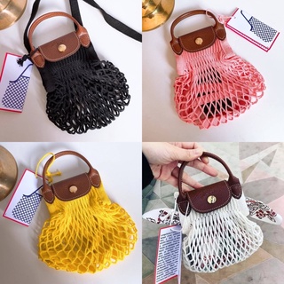 🎀 (สด-ผ่อน) กระเป๋า Longchamp Le pliage Filet XS สีดำ สีขาว เหลือง ชมพู