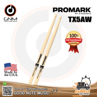 Promark TX5AW Hickory Wood Tip 5A ไม้ตีกลองชุด **Made in USA** รับประกันของแท้ 100%