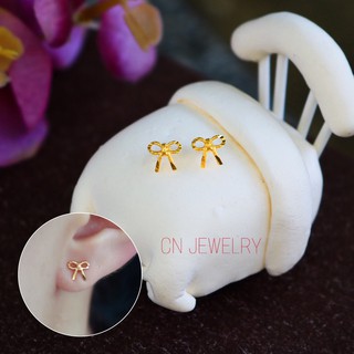สินค้า ต่างหูโบว์ทอง รุ่นจิ๋ว ต่างหูมินิมอล 👑รุ่นB34  1คู่ CN Jewelry earings ตุ้มหู ต่างหูแฟชั่น ต่างหูผู้หญิง ต่างหูทอง