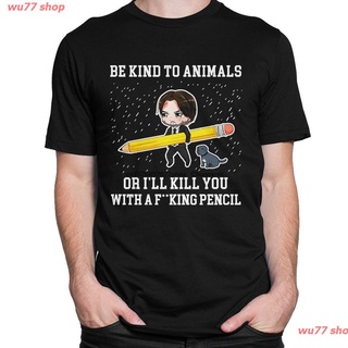 wu77 shop 2021 Keanu Reeves Be Kind To Animals เสื้อยืดลําลองเนื้อผ้าฝ้ายแท้สไตล์เรโทรสําหรับผู้ชายและผู้หญิง sale