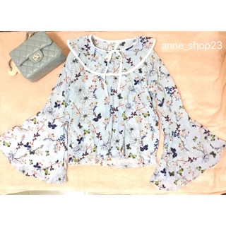 เสื้อวินเทจแขนยาวพริวๆ สีพาสเทล