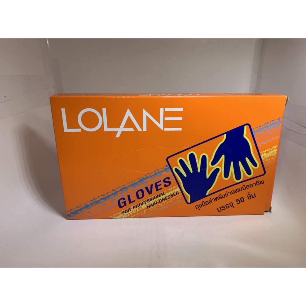 ภาพหน้าปกสินค้าถุงมือพลาสติก Lolane 50 ชิ้น ( 25 คู่ ) ขนาดฟรีไซส์ ถุงมือ ทำสี ย้อมผม ถุงมือสำหรับช่างผมมืออาชีพ ถุงมือช่าง ถุงมือทำผม