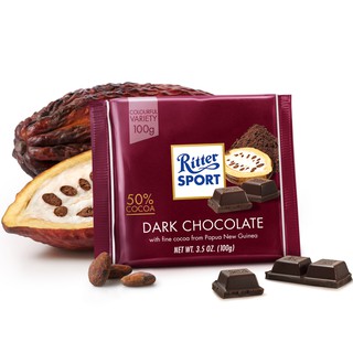 ริตเทอร์ สปอร์ต ดาร์คช็อกโกแลต 50% Ritter Sport Dark Chocolate 100 กรัม