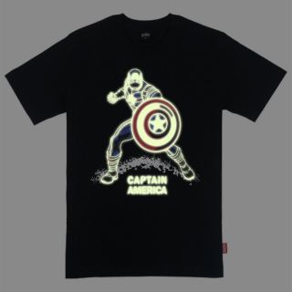 เสื้อยืดเสื้อยืดมาร์เวล กัปตันอเมริกา MARVEL-9244-CAP เรืองแสงในที่มืด