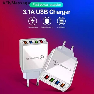 Afm 4 พอร์ต ชาร์จเร็ว QC 3.0 USB ฮับ ผนัง ชาร์จ อะแดปเตอร์ ปลั๊ก