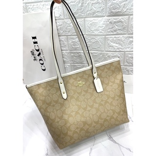 (แท้ 💯%‼)🔥🔥 COACH F58292 CITY ZIP TOTE IN SIGNATURE