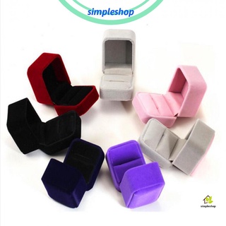 สินค้า ❀SIMPLE❀ Organizer Ring Earrings Display Box Engagement Storage Pendant Jewelry Case Velvet/Multicolor