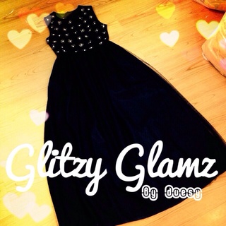 Sale งานป้าย Glitzy Glamz ชุดเดรสสีดำผ้ามุ้งลูกไม้ออกงาน