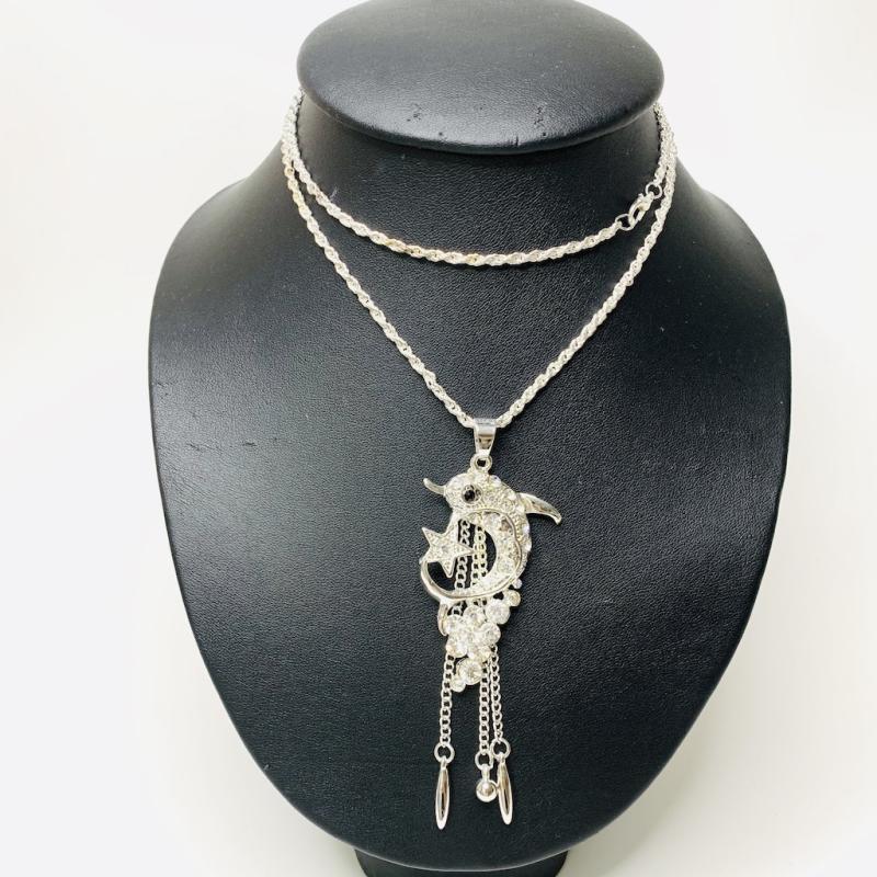 vintage-jewelryสร้อยคอแฟชั่น-สร้อยคอเกาหลี-อุปกรณ์เสื้อผ้า-ลายปลาโลมา-สร้อยคอเงิน