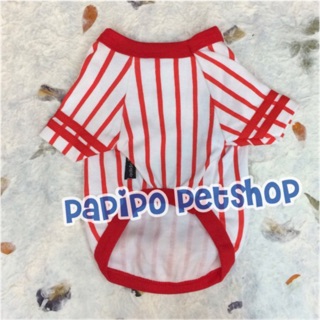 ภาพขนาดย่อของภาพหน้าปกสินค้าเสื้อสุนัข สไตล์เบสบอล สีแดง ไซส์1-8 จากร้าน papipo_petshop บน Shopee