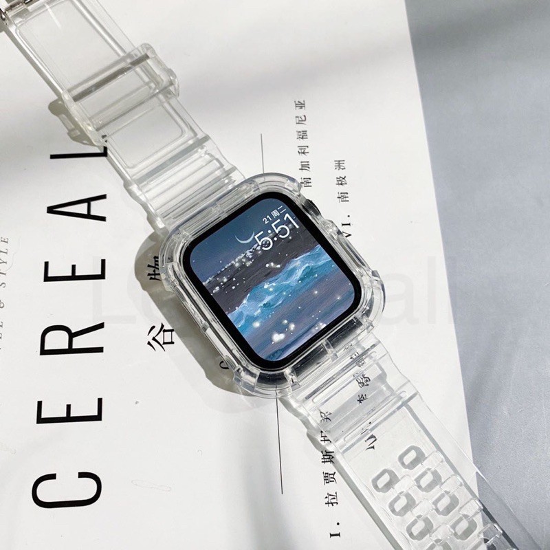 ภาพหน้าปกสินค้าสาย smart watch series 7 SE 6 5 4 3 38 มิลลิเมตร 42 มิลลิเมตร 2in1 เคส+สาย 44mm 40mm 38mm สายแอปเปิลวอช สายนาฬิกา จากร้าน lemimall บน Shopee