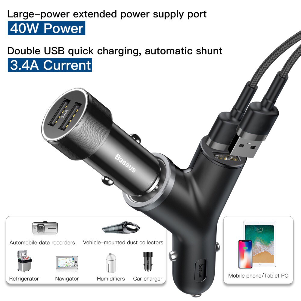 baseus-40w-3-4a-max-ที่ชาร์จในรถ-ที่ชาร์จเสียบที่จุดบุหรี่-dual-usb-smart-extended-car-charger-cigaret