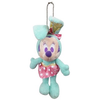แท้ 100% จากญี่ปุ่น พวงกุญแจ ดิสนีย์ มินนี่ เมาส์ Disney Minnie Mouse Cotton Candy Bunny Green Plush Doll Cell Phone