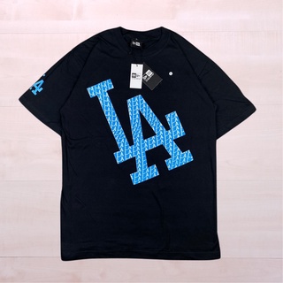 เสื้อยืดผู้ ใหม่ เสื้อยืด พิมพ์ลายโลโก้ ERA MLB LA LOS ANGELES FP BLUE สีดํา S-5XL