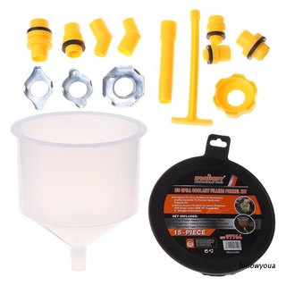15Pcs Plastic Filling Funnel Spout Pour Oil Tool Spill Proof Coolant Filling Kit