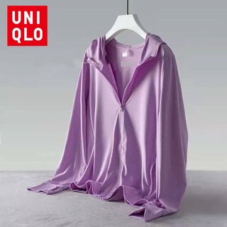 Uniqlo เสื้อแจ็กเก็ต เสื้อกันลม มีฮู้ด ป้องกันรังสียูวี UPF50+ สําหรับผู้หญิง