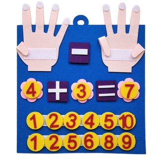 ของเล่นคณิตศาสตร์ Montessori Felt Finger Numbers เสริมการเรียนรู้เด็กวัยหัดเดิน