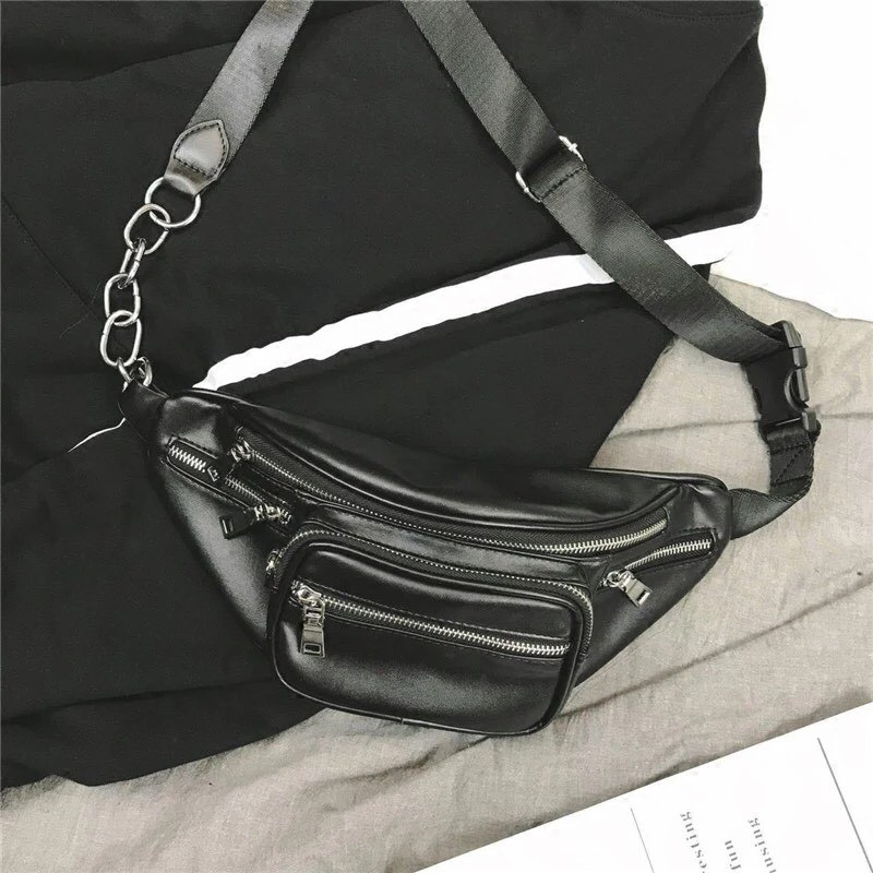 bagblisss12-กระเป๋าคาดอก-หนัง-ลายเสือดาว-รุ่นใหม่-คาดอกโซ่-กระเป๋าคาดเอว