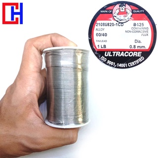 ตะกั่วบัดกรี 1 LB (1 ปอนด์) ขนาดเส้น 0.8 mm 60/40 ULTRACORE แท้