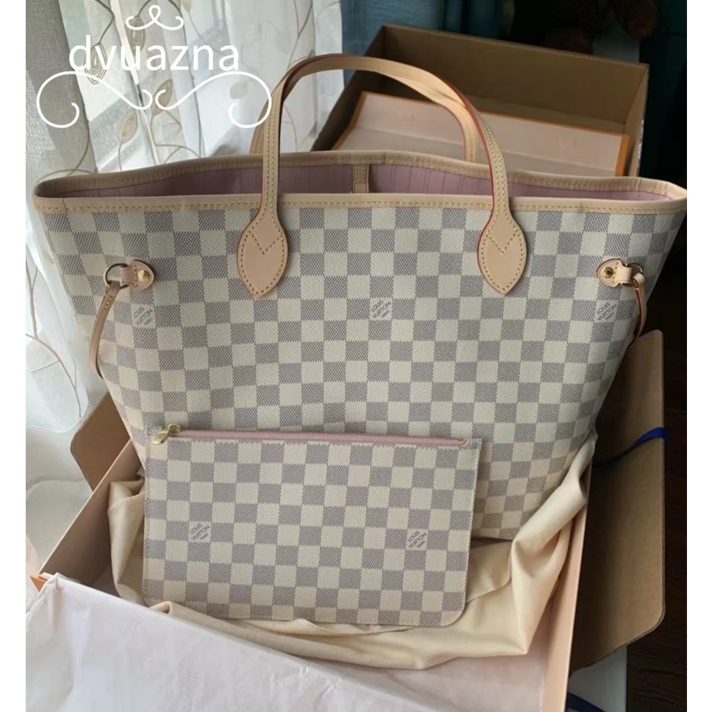 กระเป๋าช้อปปิ้ง-louis-vuitton-lv-neverfull-presbyopia-checkerboard-ของแท้