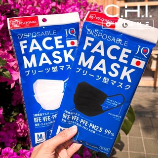 Mask สีดำ  สีขาว Size M #พร้อมส่ง Iris Ohyama Mask หน้ากากอนามัยสีดำ (ขนาด 16.5x9 cm) ป้องกันไวรัส ฝุ่นละออง PM2.5