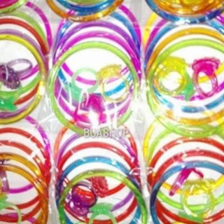 1 ถุง กำไล5+แหวน 3ชิ้น ✅ กำไลพลาสติก แหวนพลาสติก ไล+แหวน (สีใส) คละสี  แหวนของเล่น BENYA