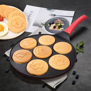 ✑۞Seven-hole Breakfast Pan Multi-function Pancakes Egg Pan Durable Non-stick Frying Pan Pancak Maker Pan Cookware Breakf
