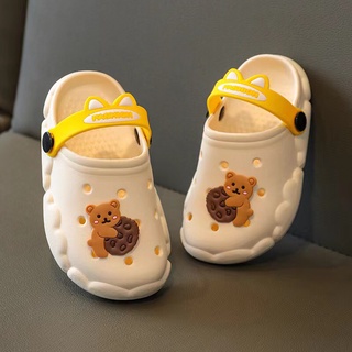 รองเท้าแตะเด็กหัวโต  รองเท้ารัดส้น รูปหมีถือคุ๊กกี้ สีสันสดใส กันลื่น  T-5288-3 (พร้อมส่งจากไทย)