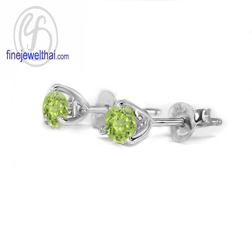 finejewelthai-ต่างหูเพอริดอท-ต่างหูพลอย-พลอยประจำเดือนเกิด-peridot-silver-earring-birthstone-e1025pd-5m