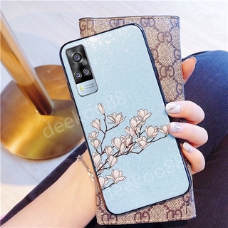 2021 New เคสโทรศัพท์ VIVO Y31 Casing Glitter Flower Series Gardenia Magnolia And Back Cover เคส วีโว่Y31 Phone Case