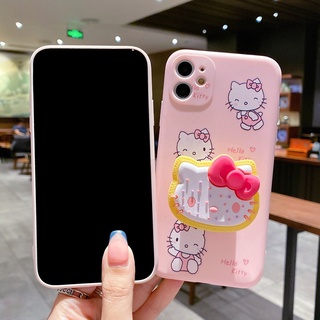 Compatible For Reno 10 Pro+ OPPO A98 A58 A38 A18 A78 A17 A17K A96 A76 A16 A95 A74 A94 A54 A15S A93 A53 A52 A92 A91 A31 A5 A9 2020 A5S A7 A12 F11 F9 เคสโทรศัพท์มือถือ ซิลิโคนนุ่ม ลายการ์ตูนเฮลโล คิตตี้น่ารัก พร้อมขาตั้ง สําหรับ