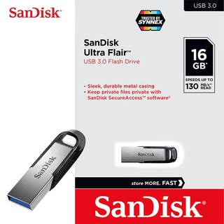 สินค้า SanDisk Flash Drive Ultra Flair USB3.0 16GB Speed 130MB/s (SDCZ73_016G_G46) เมมโมรี่ แซนดิส แฟลซไดร์ฟ ประกัน Synnex 5 ปี