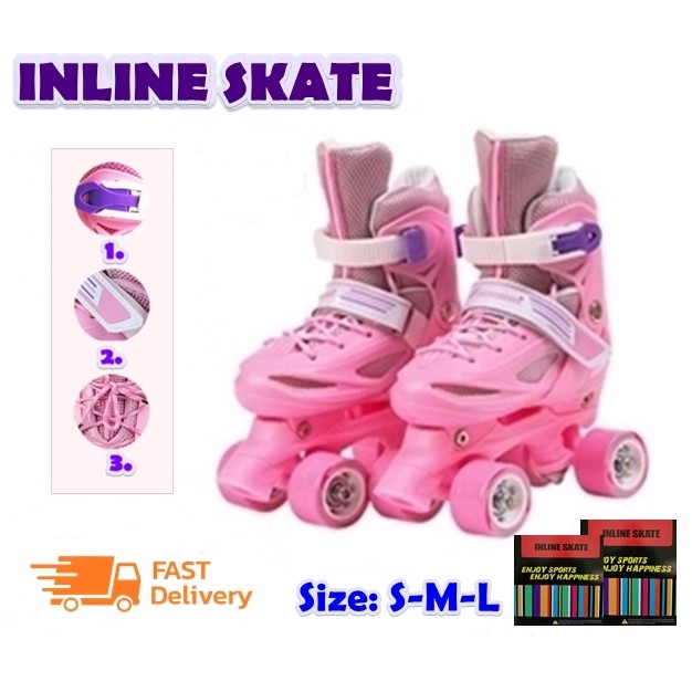 ราคาและรีวิวรองเท้าสเก็ต โรลเลอร์สเกต A0026 Rollerskate สำหรับเด็กหญิงและชาย รุ่น 4 ล้อ ปรับขนาดไซร์ได้ มี size S M L