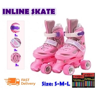 ภาพขนาดย่อของภาพหน้าปกสินค้ารองเท้าสเก็ต โรลเลอร์สเกต A0026 Rollerskate สำหรับเด็กหญิงและชาย รุ่น 4 ล้อ ปรับขนาดไซร์ได้ มี size S M L จากร้าน chen_2222 บน Shopee