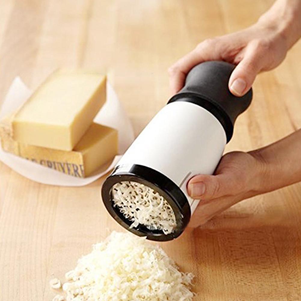 Cheese Grater Slicer, Manual Slicer Cutter Changeable Blades Mill Shredder Kitchen Gadget (Black+white)