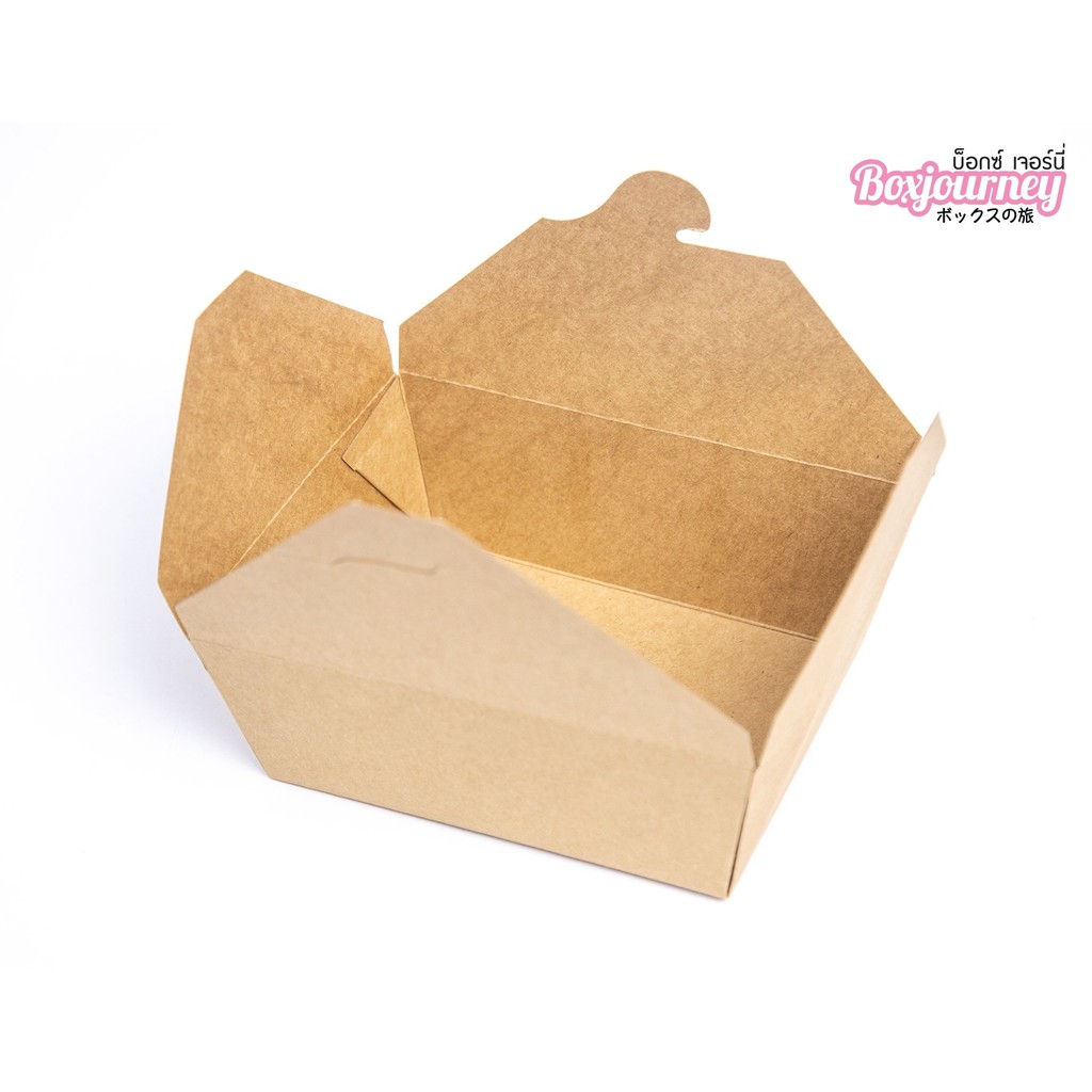 boxjourney-กล่องอาหารสี่เหลี่ยมพับล็อคหูเกียว-1400-2000ml-ไซส์-m-50-ใบ-แพ็ค
