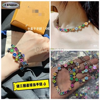 {TOP} ใหม่ สร้อยคอ สร้อยข้อมือ ลูกปัด ลายดอกไม้ โลโก้ L MONOGRAM หลากสี สไตล์เกาหลีเรโทร แฟชั่นสําหรับผู้หญิง 2022