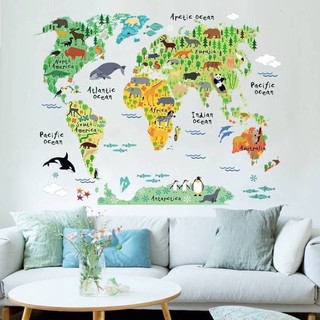 [พร้อมส่งจากไทย] world map sticker สติ๊กเกอร์แผนที่โลก แบบแปะผนัง