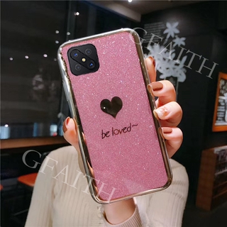 2020 New เคสโทรศัพท์ OPPO Reno4 Z 5G  Cover Fashion Couple Bling Gold Glitter Be Loved Silicone Casing Phone Case เคส OPPO Reno 4 Z 5G