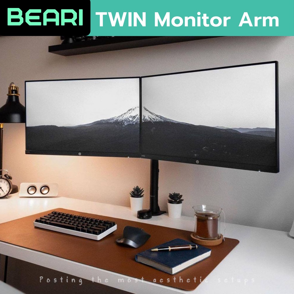 beari-twin-monitor-arm-2-จอ-ที่จับจอคอม-แขนจับจอ-ขาตั้งจอคอม-จอขนาด-17-27-ขาจับจอคอม-มอนิเตอร์-ergonomics