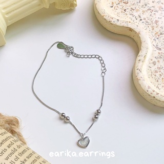 earika.earrings - silver ivory soul bracelet สร้อยข้อมือจี้หัวใจ ปรับขนาดได้ เหมาะสำหรับคนแพ้ง่าย