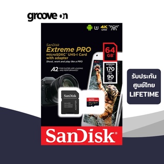 สินค้า SanDisk Extreme Pro microSDXC 64GB A2 (SDSQXCY-064G-GN6MA) ความเร็วสูงสุด อ่าน 170MB/s เขียน 90MB/s รับประกัน Synnex