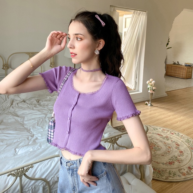 chili-k-k-เสื้อครอปแขนสั้น-คอกลมหยัก-สวยเก๋-น่ารัก-ครอปน่ารัก-3782
