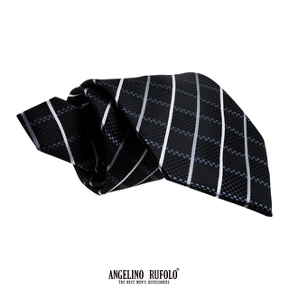 ANGELINO RUFOLO Necktie(NTN-ก.ฟ.รวม) เนคไทผ้าไหมทออิตาลี่คุณภาพเยี่ยม ดีไซน์ Graphic สีเทา/ดำ/ฟ้า/ม่วง/สีเขียว/กากี