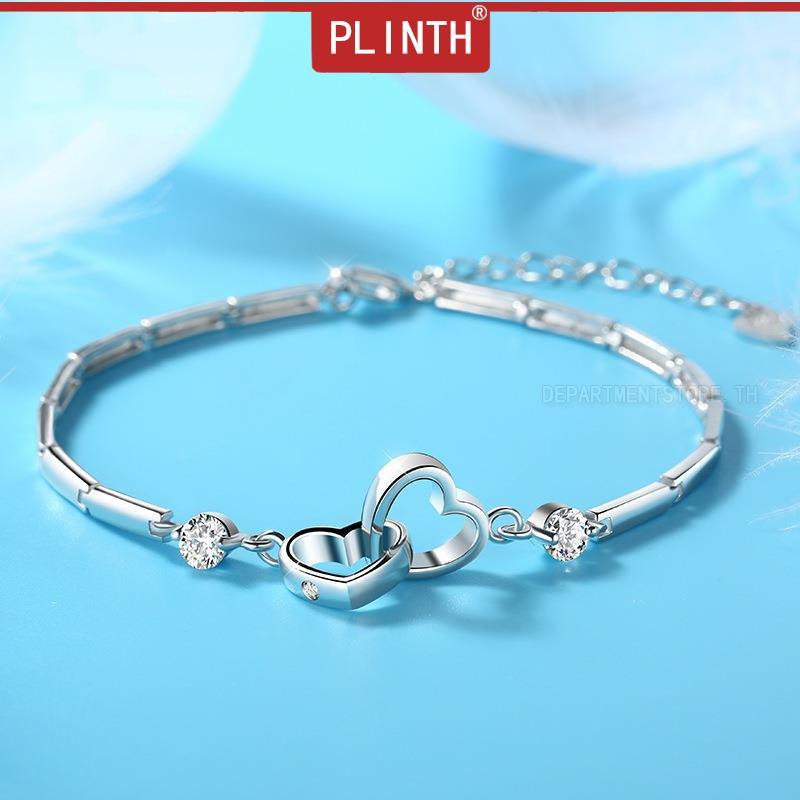 plinth-สร้อยข้อมือเงิน-925-ญี่ปุ่นและเกาหลีที่เรียบง่ายหวานหัวใจคู่หัวใจและรูปหัวใจ1129