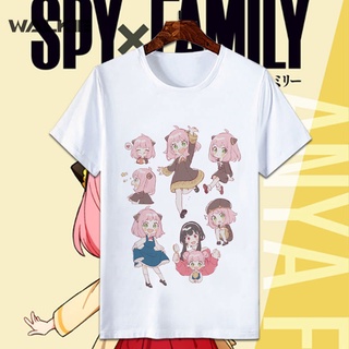Walkie เสื้อยืดแขนสั้น ผ้าฝ้าย พิมพ์ลายคอสเพลย์ Spy X Family Anya Forger แฟชั่นฤดูร้อน สําหรับผู้ชาย และผู้หญิง -1